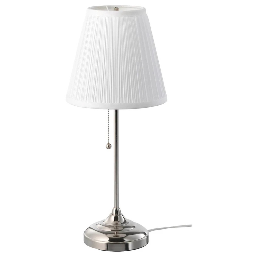 IKEA‎ ÅRSTID ARSTID Table Lamp, Nickel Plated/White, 22" (602.806.39) NEW